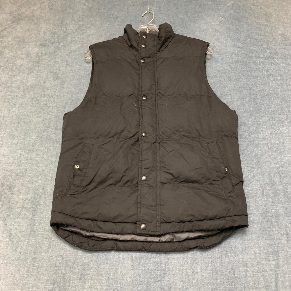 St. John's Bay Puffer Vest Mens Small Black Front Snap Mock Neck Outdoor Winter